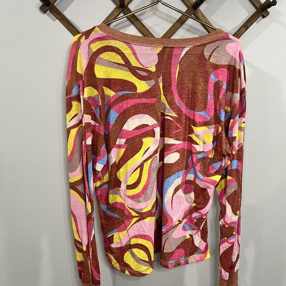 Free People Movement Keep Rolling Printed Tee Long Sleeve S Geometric Y2K - Picture 6 of 6